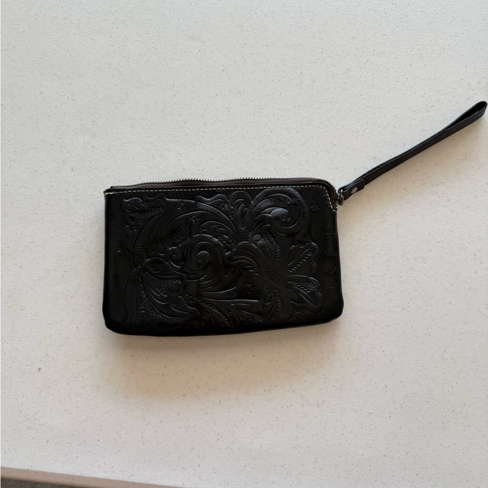 Patricia Nash Black Embossed Wristlet